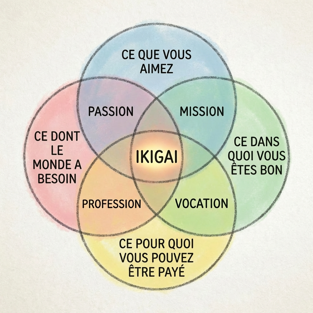 PASSION, MISSION, PROFESSION, VOCATION, IKIGAI.